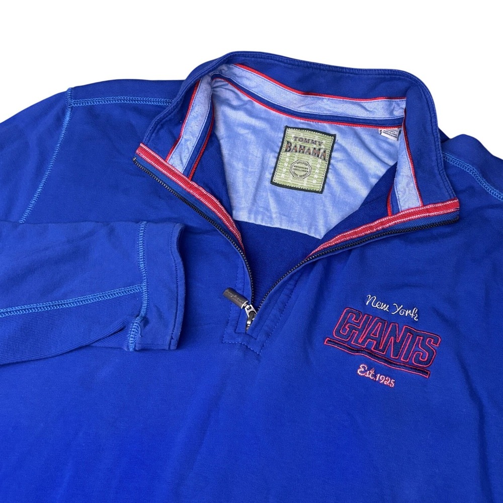 Tommy Bahama Quarter Zip Pullover Men XXL Blue NY Giants NFL Stretch Embroidered